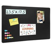 Bulletin Board, 24 X 18 inches Cork Board with 20 Pushpin, Felt Cork Board Notice Pin Board, Self-Adhesive Vision Board Mood Board Foldable Photo Board for Wall - Black
