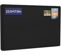 Bulletin Board, 24 X 18 inches Cork Board with 20 Pushpin, Felt Cork Board Notice Pin Board, Self-Adhesive Vision Board Mood Board Foldable Photo Board for Wall - Black