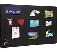 Bulletin Board, 24 X 18 inches Cork Board with 20 Pushpin, Felt Cork Board Notice Pin Board, Self-Adhesive Vision Board Mood Board Foldable Photo Board for Wall - Black