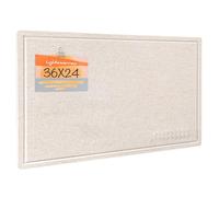 Bulletin Board, 36 x 24 inches Felt Board - Decorative Pin Board, Cork Board Alternative for Wall, 3' x 2' Foldable Picture Board Self-Adhesive Vision Board Prayer Board with 20 Pushpins - Oatmeal