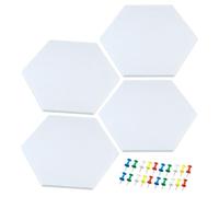 Bulletin Board, 4Pcs Hexagon Felt Pin Board Self-Adhesive Memo Board Notice Board(White 9mm)