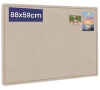 Bulletin Board, 88 x 59cm Cork Board with 20 Pushpin, Felt Notice Pin Board, Self-Adhesive Vision Board Foldable Photo Board for Wall - Dark Camel