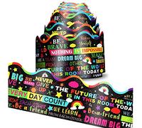 Bulletin Board Boarder Scalloped Inspirational Quota Border Trim Growth Mindset Motivational Borders Inspirational Quotes Wall Art for Chalkboard Whiteboard Back to School (2 Inch x 82 Feet)