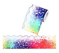 Bulletin Board Border Trim Jagowa Self-Adhesive Paper Roll Confetti Border Colorful Dot Trim for Classroom Office Chalkboard