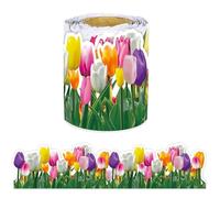 Bulletin Board Border Tulip Flower Display Borders Classroom Decoration for School/Office/Party, Display Borders Roll for School Classroom Decorations, Decorative Blackboard Chalkboard Trim Border T