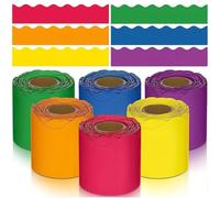 Bulletin Board Borders, 6 Rolls Colorful Corrugated Border Roll Waterproof Bulletin Board Rolls for Classroom Blackboard Display Border Trim, Locker 57mm x 10m (10m When Split)