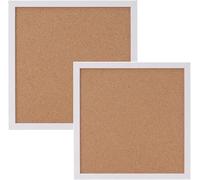 Bulletin Board Cork Boards for Walls - Small Wood Framed Pin Board Square Cork Board 12"x12"Notice Boards Mini Wall Hanging Natural Cork for Home Kitchen Office Decorative 2Pcs (White Frame)