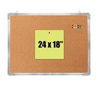 Bulletin Board Set - Cork Board 24 x 18 + 10 Color Pins - Small Mini Hanging Tack Message Memo Picture Board for Home Office School - Presentation, Display and Planning (Cork 24x18)