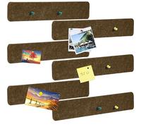 Bulletin Board Strip Felt Pin Board Bar Self Adhesive Pinboard 6PCS Notice Board Felt Wall Tiles Memo Boards for Wall Brown