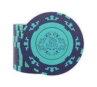 Bullets Playing Cards, 25 Clay Poker Chips Corrado for Poker Set, Without Values, 14 g, 4 cm Diameter, Colour Blue