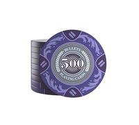 Bullets Playing Cards, 25 Clay Poker Chips Tony for Poker Set, Value 500-14g, 4 cm Diameter, Purple