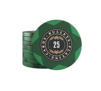 Bullets Playing Cards, 25 x Clay Poker Chips Adriana for Poker Set, Various Values, 4 cm Diameter, Weight 14 g (Pack of 25)