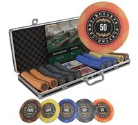 Bullets Playing Cards, Adriana Poker Set with 500 Clay Poker Chips with Values, Includes Ceramic Dealer Button and Poker Cards