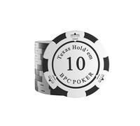 Bullets Playing Cards, Carmela Clay Poker Chips for Poker Set, Value 10-14 g, 4 cm Diameter, Colour: White/Black, Pack of 25