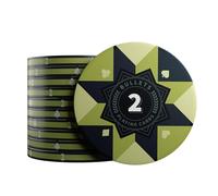 Bullets Playing Cards, Ceramic Poker Chips, Paulie with Values, Pack of 25 (Khaki Green/Blue)