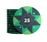 Bullets Playing Cards, Ceramic Poker Chips Paulie with Values, Roll of 25 (Green (25))..