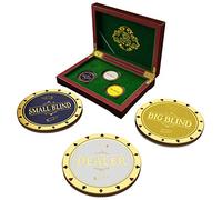 Bullets Playing Cards, Golden Poker Dealer Button Set, with Small Blind and Big Blind Buttons