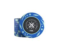 Bullets Playing Cards, Janice Plastic Poker Chips for Poker Set, Value 50,000, 4 cm Diameter, Weight 11.5 g, Pack of 25