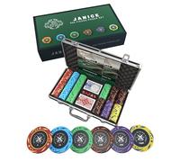 Bullets Playing Cards, Janice Poker Set with 300 Plastic Poker Chips with Values, Includes Ceramic Dealer Button and Poker Cards