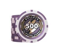 Bullets Playing Cards, Plastic Poker Chips, Christopher with Values, Pack of 25, Purple, Value 500