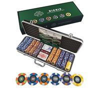 Bullets Playing Cards, Poker Case Richie Deluxe Poker Set with 500 ceramic poker chips with imprinted values, poker instructions, plaques, dealer button and Bullets plastic poker cards