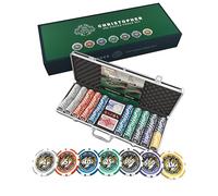 Bullets Playing Cards, Poker Set with 500 'Christopher' Plastic Chips, Professional Set for Texas Holdem Poker, Blackjack and other Casino Games, Five Dices, Playing Cards, Travel Case