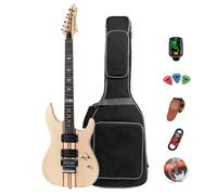 Bullfighter Electric Guitar Kit 39 Inch Full Size, Elm Thru Body Neck, 6 Extra String, Picks, Gig Bag, Shoulder Strap, Cable (D300) (wood)