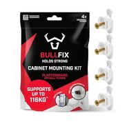 Bullfix Cabinet Mounting Kit - Heavy Duty Plasterboard Fixings for Cupboards/Cabinets, 4 Bullfix Universal Fixings and 2 Brackets, Kitchen Cupboard/Bathroom Cabinet Mounting Kit