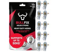 Bullfix Hook - Heavy Duty Picture Hooks, Pack of 10, Wall Hooks for Hanging Picture Frames onto Masonry Walls, Timber & Plasterboard, Holds up to 50kg, Universal Plasterboard Fixings Kit for Frames