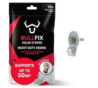 Bullfix Hook, Heavy Duty Picture Hooks, Wall Hooks for Hanging Picture Frames onto Masonry Walls, Timber & Plasterboard, Holds up to 50kg, Universal Plasterboard Fixings Kit for Frames Pack of 10