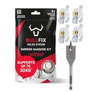 Bullfix Mirror/Picture Hanging Kit - Heavy Duty Plasterboard Fixings for Pictures, Mirrors and Canvases - 4 Bullfix Universal Anchors with Collars, Hooks and a 20mm Drillbit, Picture Frame Fixings Kit