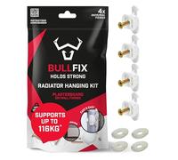 Bullfix Radiator Fixing Kit - Heavy Duty Plasterboard Fixings for Radiators | 4 Universal Fixings with Collars, Washers & 5mm x 20mm Screws, Vertical/Horizontal Radiator Mounting Kit
