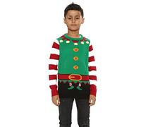 BULLFROG Kids Boys Girls 3D Christmas Jumper Santa Snowman Gingerbread Riendeer Novelty Pullover Tops (7/8 Years, Elf Green)