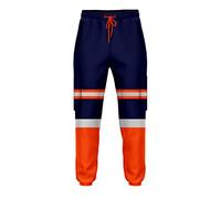 BULLFROG Mens Hi Viz Safety Work Trousers with Grey High Visibility Reflective Fluorescent Tape Two Tone Combat Side Pocket Joggers Workwear Bottoms Pants (XXL, Style 5: Neon Orange/Navy)