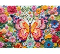 Bullglesup Jigsaw Puzzles for Adults 1000 Pieces, Butterfly Flower Girl Letter on Back Interlock Perfectly No Dust, Home Decors Challenge Toys for Men Women Elders Seniors (27.5"x19.6"), 1:1 Poster