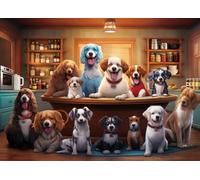 Bullglesup Jigsaw Puzzles for Adults 1000 Pieces, Dog Group Puzzle with Letter Poster on the Back, Unique Pieces that Fit Well Without Dust (27.5 x 19.6 inches)