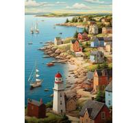 Bullglesup Jigsaw Puzzles for Adults 1000 Pieces, Port Town with Poster Interlock Perfectly Letter on Back No Dust, Home Decor Birthday Party Gift Toy for Men Women Elders Seniors (27.5"x19.6")