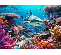 Bullglesup Jigsaw Puzzles for Adults 1000 Pieces, Shark Whale with Poster Interlock Perfectly Letter on Back No Dust, Home Decor Birthday Party Gift Toy for Men Women Elders Seniors (27.5"x19.6")