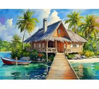 Bullglesup Jigsaw Puzzles for Adults 1000 Pieces, Wooden House with Poster Interlock Perfectly Letter on Back No Dust, Home Decor Birthday Party Gift Toy for Men Women Elders Seniors (27.5"x19.6")