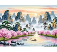 Bullglesup Puzzles for Adults 1000 Pieces, Cherry Blossom Jigsaw with Poster Letter on Back, Unique Pieces Fit Well No Dust (27.5"x19.6")