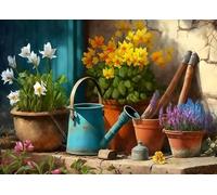 Bullglesup Puzzles for Adults 1000 Pieces, Gardening Tools Jigsaw with Poster Letter on Back, Unique Pieces Fit Well No Dust (27.5"x19.6")