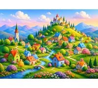 Bullglesup Puzzles for Adults 1000 Pieces, Hill Town Jigsaw with Poster Letter on Back, Unique Pieces Fit Well No Dust (27.5"x19.6")