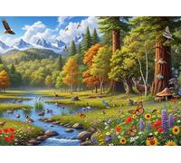 Bullglesup Puzzles for Adults 1000 Pieces, Idyllic Forest,Jigsaw with Poster Letter on Back, Unique Pieces Fit Well No Dust (27.5"x19.6")