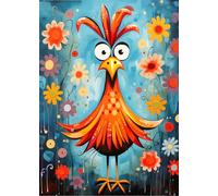 Bullglesup Puzzles for Adults 1000 Pieces, Red Rooster Jigsaw with Poster Letter on Back, Unique Pieces Fit Well No Dust (27.5"x19.6")