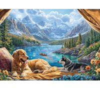 Bullglesup Puzzles for Adults 1000 Pieces, Rest by the Lake Jigsaw with Poster Letter on Back, Unique Pieces Fit Well No Dust (27.5"x19.6")