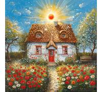 Bullglesup Puzzles for Adults 1024 Pieces, Beautiful Cottage Jigsaw with Poster Letter on Back, Unique Pieces Fit Well No Dust (19.6"x19.6")
