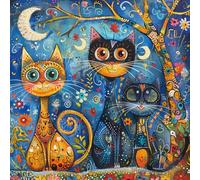 Bullglesup Puzzles for Adults 1024 Pieces, Cats Under The Moon Jigsaw with Poster Letter on Back, Unique Pieces Fit Well No Dust (19.6"x19.6")