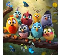 Bullglesup Puzzles for Adults 1024 Pieces, Group of Birds Jigsaw with Poster Letter on Back, Unique Pieces Fit Well No Dust (19.6"x19.6")