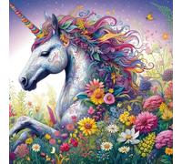 Bullglesup Puzzles for Adults 1024 Pieces, Meadow Unicorn Jigsaw with Poster Letter on Back, Unique Pieces Fit Well No Dust (19.6"x19.6")