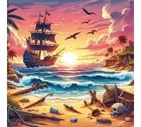 Bullglesup Puzzles for Adults 1024 Pieces, Pirate Ship Jigsaw with Poster Letter on Back, Unique Pieces Fit Well No Dust (19.6"x19.6")